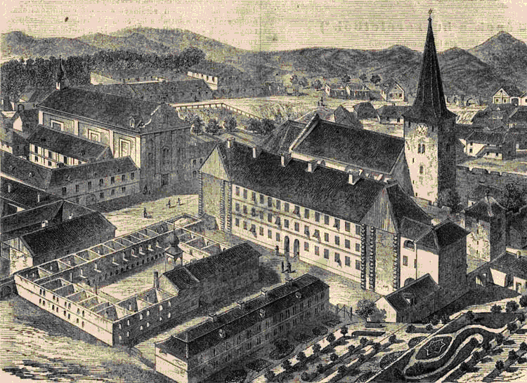 A nagyenyedi kollégium látképe (1858)